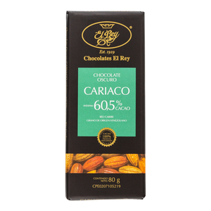 CHOCOLATE CARIACO 60,5% CACAO EL REY 80 GR
