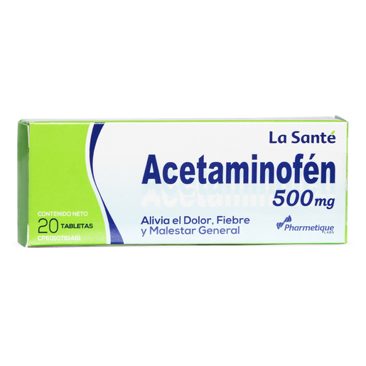 ACETAMINOFEN 500 mg X 20 TABLETAS